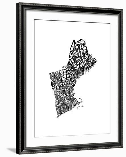 Typographic New England-CAPow-Framed Art Print