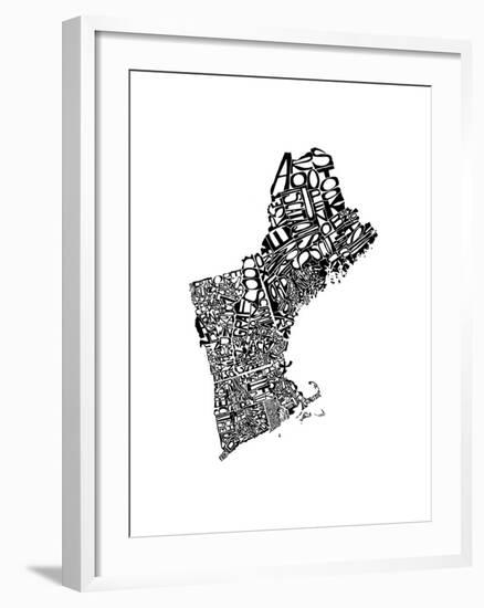 Typographic New England-CAPow-Framed Art Print
