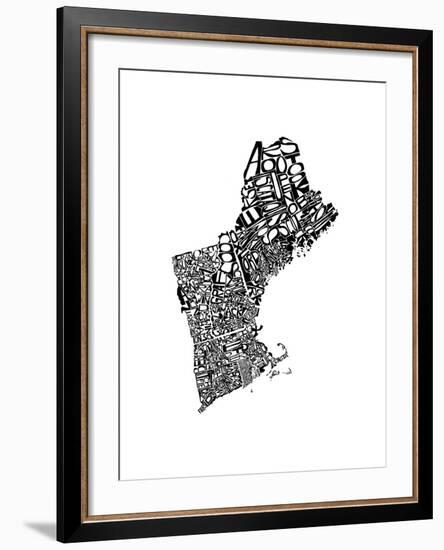 Typographic New England-CAPow-Framed Art Print