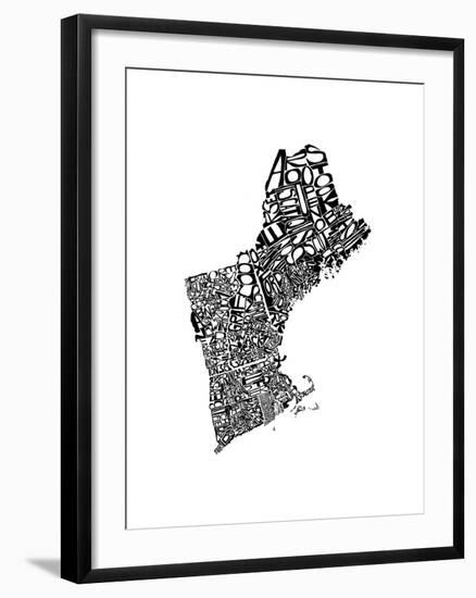 Typographic New England-CAPow-Framed Art Print