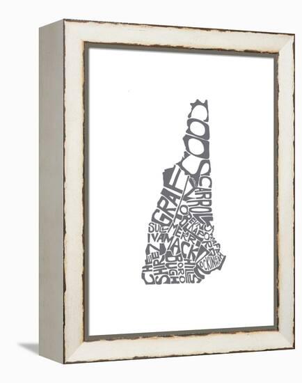 Typographic New Hampshire charcoal-CAPow-Framed Stretched Canvas