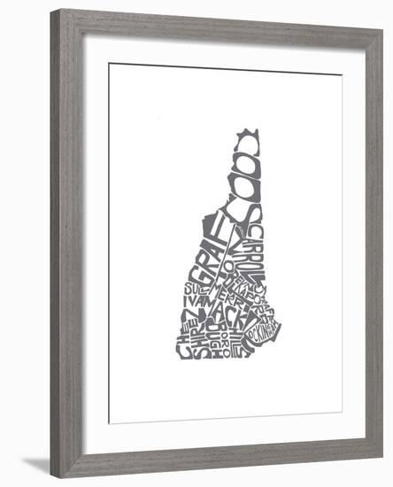 Typographic New Hampshire charcoal-CAPow-Framed Art Print