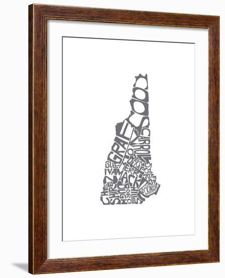 Typographic New Hampshire charcoal-CAPow-Framed Art Print