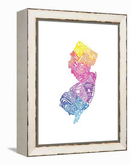 Typographic New Jersey Spring-CAPow-Framed Stretched Canvas