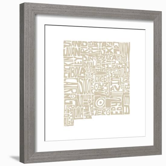 Typographic New Mexico Desert-CAPow-Framed Art Print