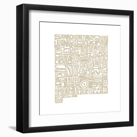 Typographic New Mexico Desert-CAPow-Framed Art Print