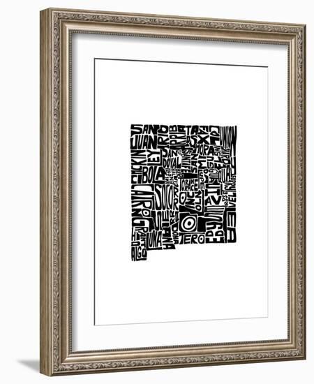 Typographic New Mexico-CAPow-Framed Art Print