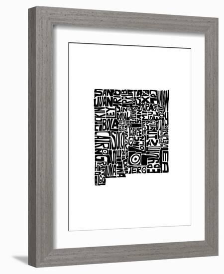 Typographic New Mexico-CAPow-Framed Art Print