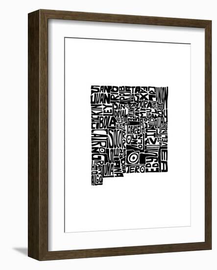 Typographic New Mexico-CAPow-Framed Art Print