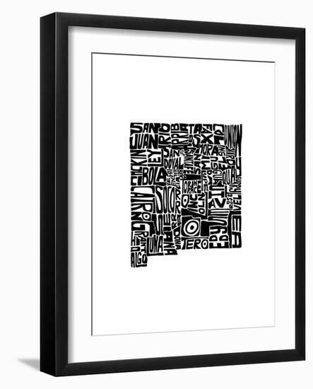 Typographic New Mexico-CAPow-Framed Art Print