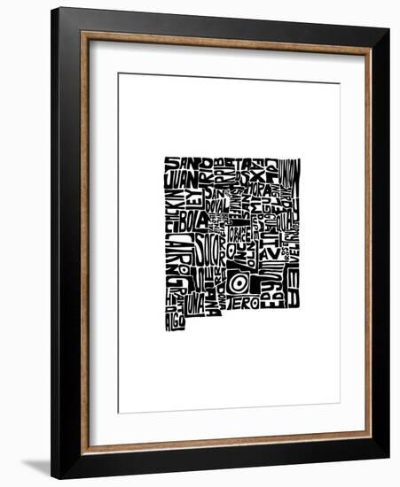 Typographic New Mexico-CAPow-Framed Art Print