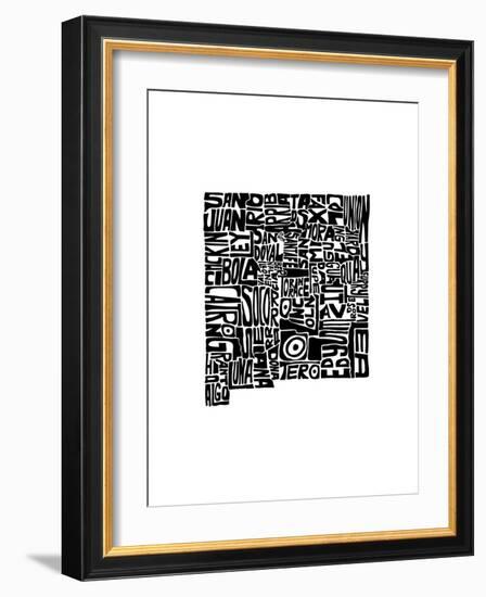 Typographic New Mexico-CAPow-Framed Art Print