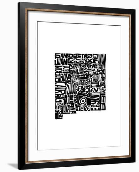 Typographic New Mexico-CAPow-Framed Art Print