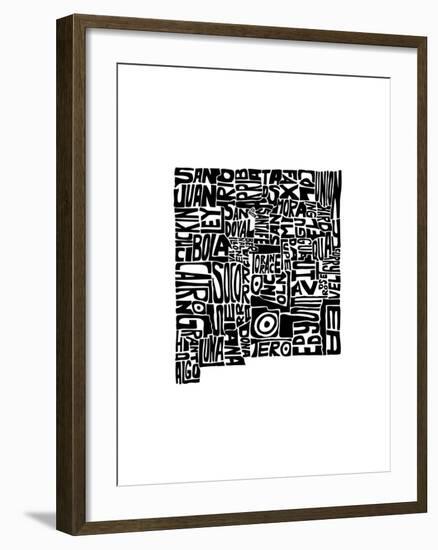 Typographic New Mexico-CAPow-Framed Art Print