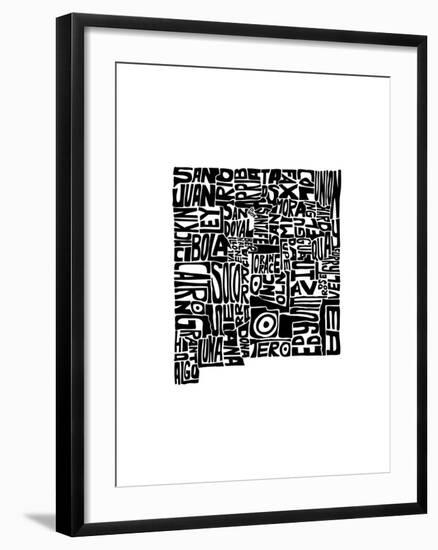 Typographic New Mexico-CAPow-Framed Art Print