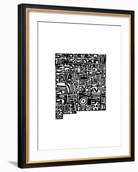 Typographic New Mexico-CAPow-Framed Art Print