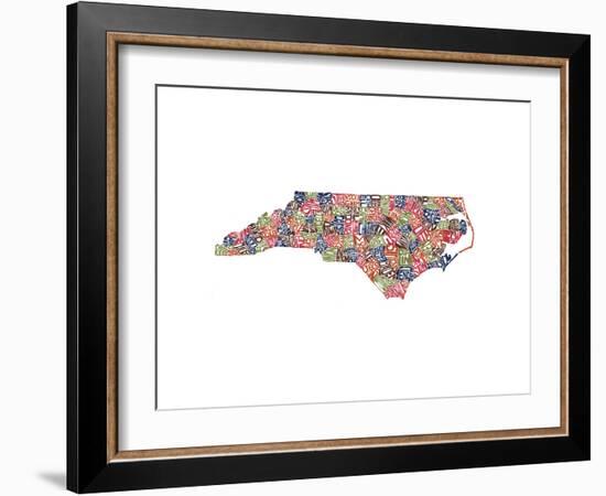 Typographic North Carolina Harvest-CAPow-Framed Art Print