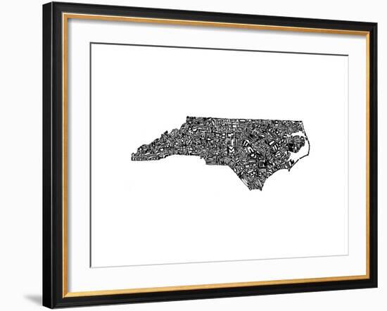 Typographic North Carolina-CAPow-Framed Art Print