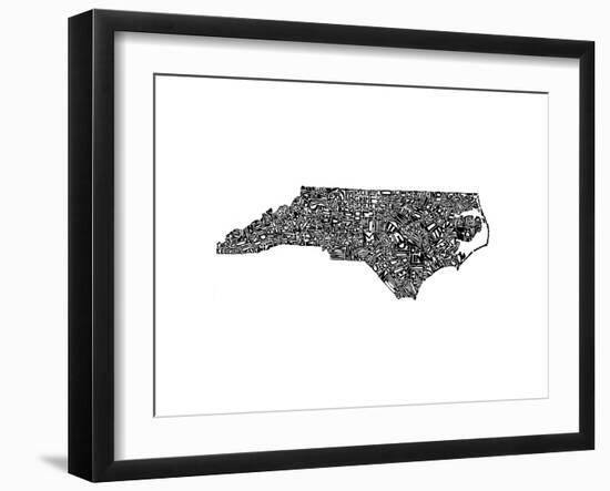 Typographic North Carolina-CAPow-Framed Art Print