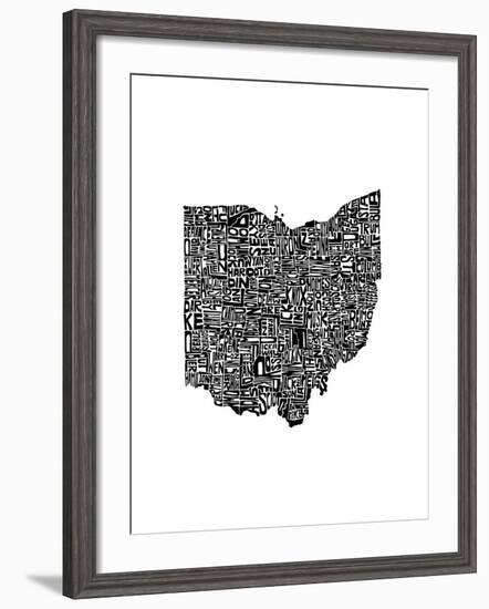 Typographic Ohio-CAPow-Framed Art Print