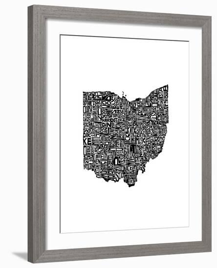 Typographic Ohio-CAPow-Framed Art Print