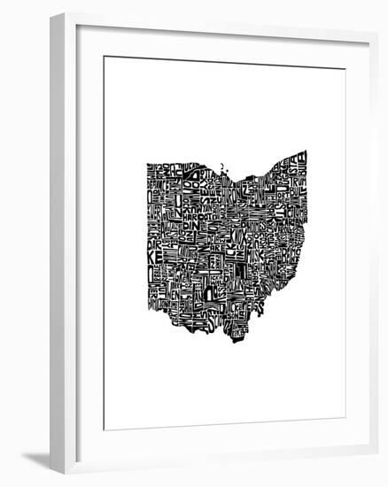 Typographic Ohio-CAPow-Framed Art Print