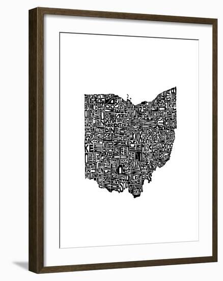 Typographic Ohio-CAPow-Framed Art Print