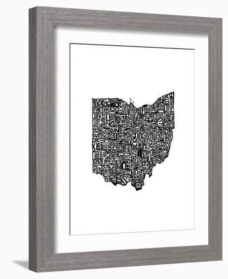 Typographic Ohio-CAPow-Framed Art Print