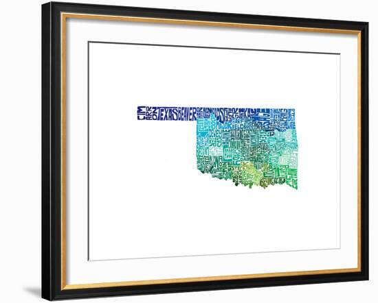 Typographic Oklahoma Cool-CAPow-Framed Art Print