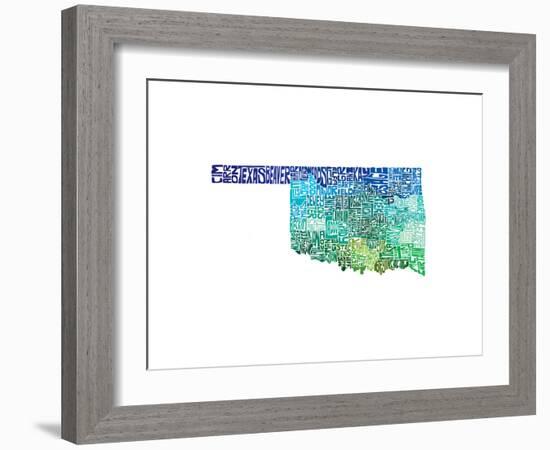 Typographic Oklahoma Cool-CAPow-Framed Art Print