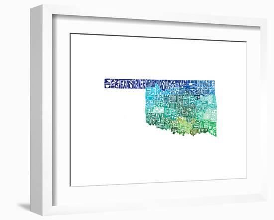 Typographic Oklahoma Cool-CAPow-Framed Art Print