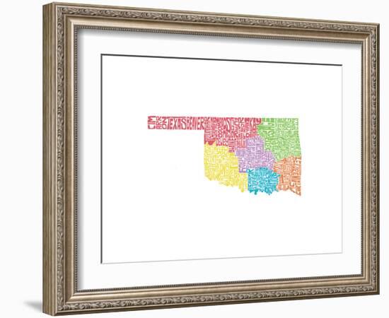 Typographic Oklahoma Regions-CAPow-Framed Art Print