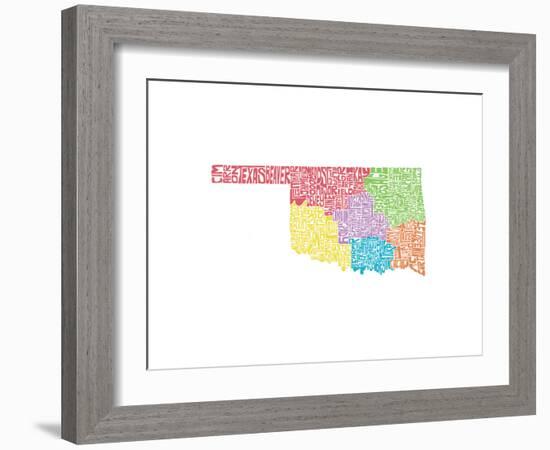 Typographic Oklahoma Regions-CAPow-Framed Art Print