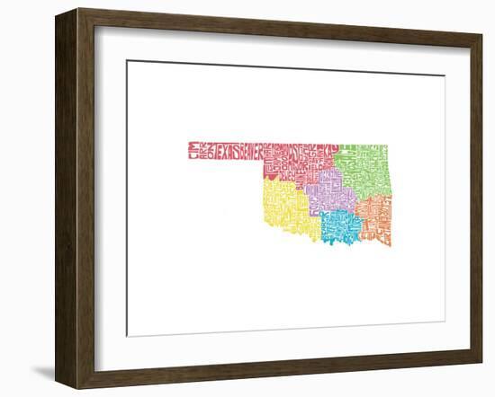 Typographic Oklahoma Regions-CAPow-Framed Art Print