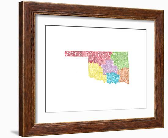 Typographic Oklahoma Regions-CAPow-Framed Art Print