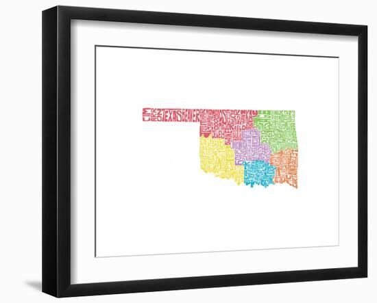 Typographic Oklahoma Regions-CAPow-Framed Art Print