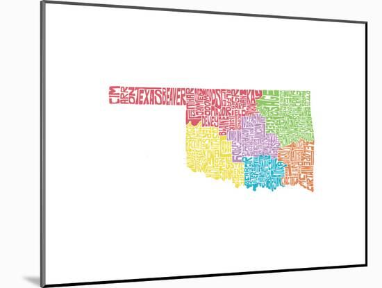 Typographic Oklahoma Regions-CAPow-Mounted Art Print