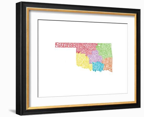 Typographic Oklahoma Regions-CAPow-Framed Art Print