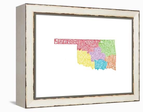 Typographic Oklahoma Regions-CAPow-Framed Stretched Canvas