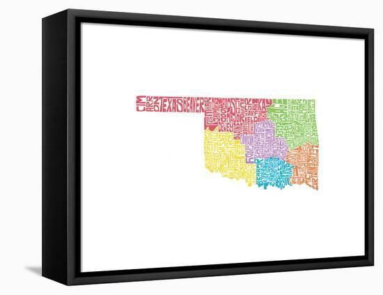 Typographic Oklahoma Regions-CAPow-Framed Stretched Canvas