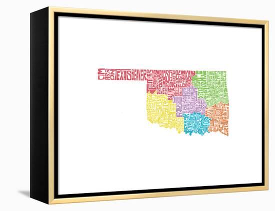 Typographic Oklahoma Regions-CAPow-Framed Stretched Canvas