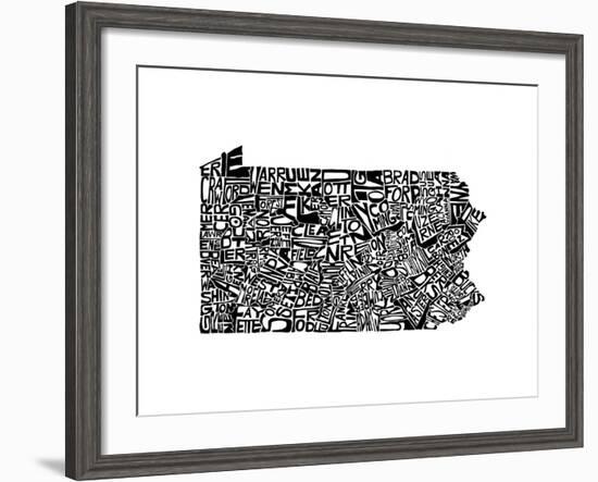 Typographic Pennsylvania-CAPow-Framed Art Print