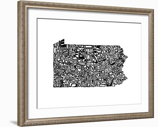 Typographic Pennsylvania-CAPow-Framed Art Print