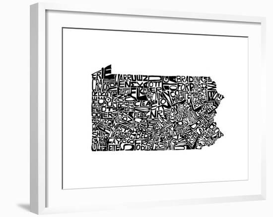 Typographic Pennsylvania-CAPow-Framed Art Print