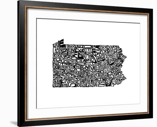 Typographic Pennsylvania-CAPow-Framed Art Print