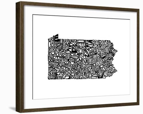 Typographic Pennsylvania-CAPow-Framed Art Print