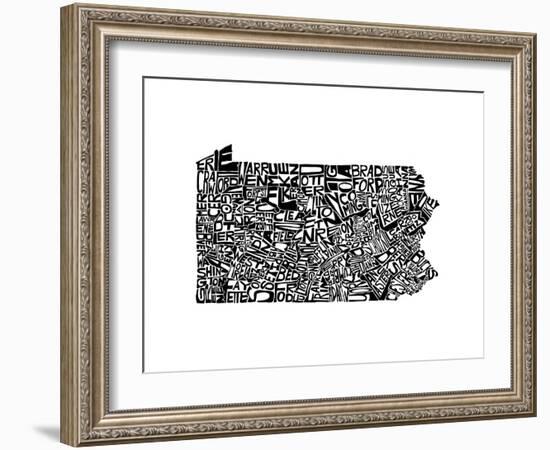 Typographic Pennsylvania-CAPow-Framed Art Print