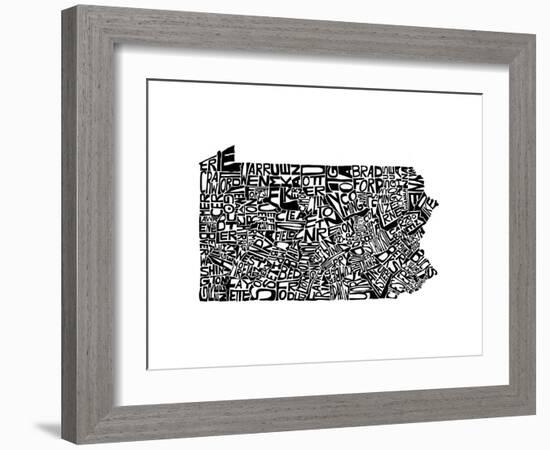 Typographic Pennsylvania-CAPow-Framed Art Print