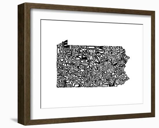 Typographic Pennsylvania-CAPow-Framed Art Print