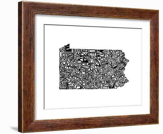 Typographic Pennsylvania-CAPow-Framed Art Print